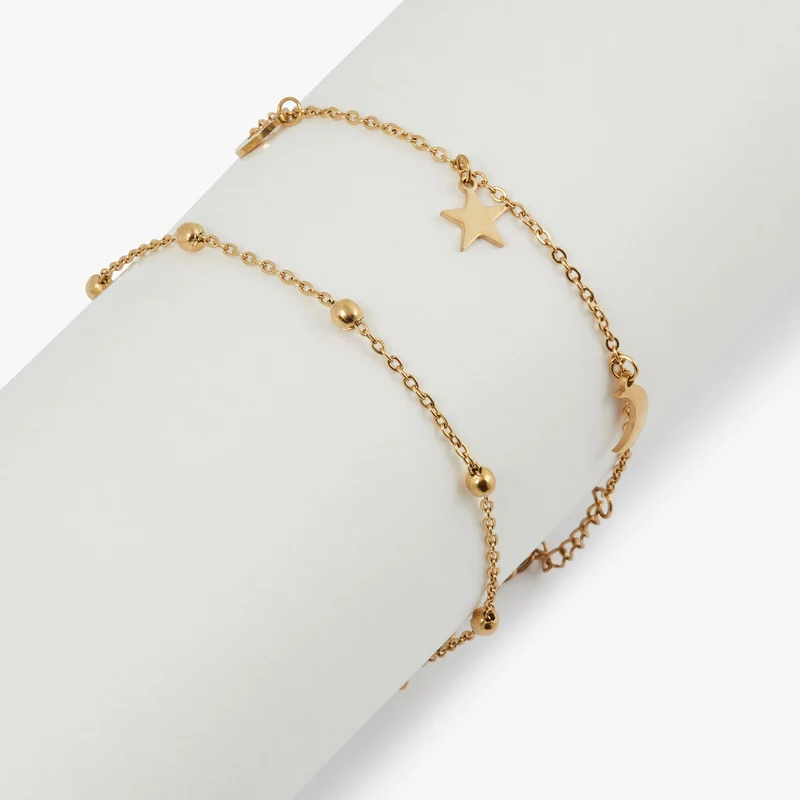 Bracelet 2 rangs en acier inoxydable