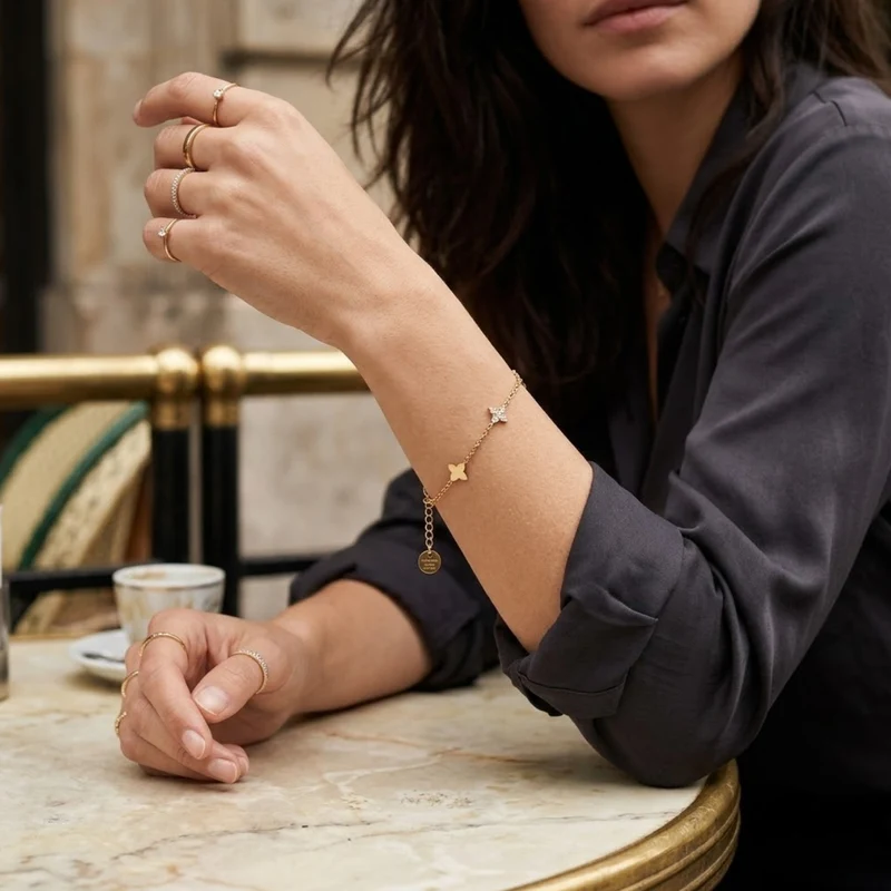 Bracelet Fin strass Trèfle