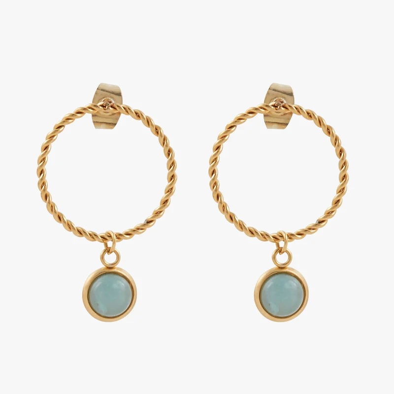 Boucles d'oreilles poussettes vert en acier inoxydable