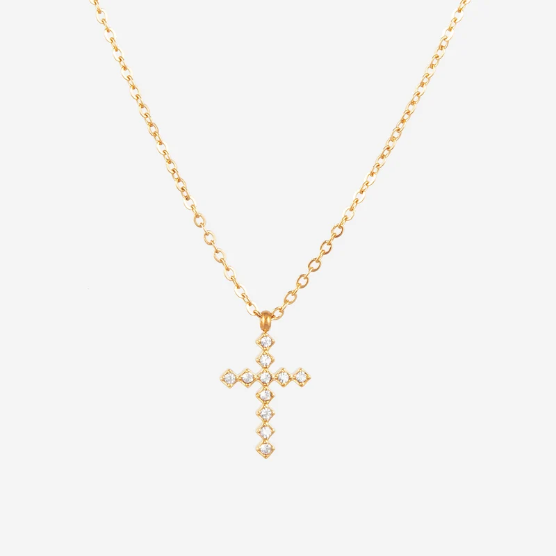 Collier strass croix