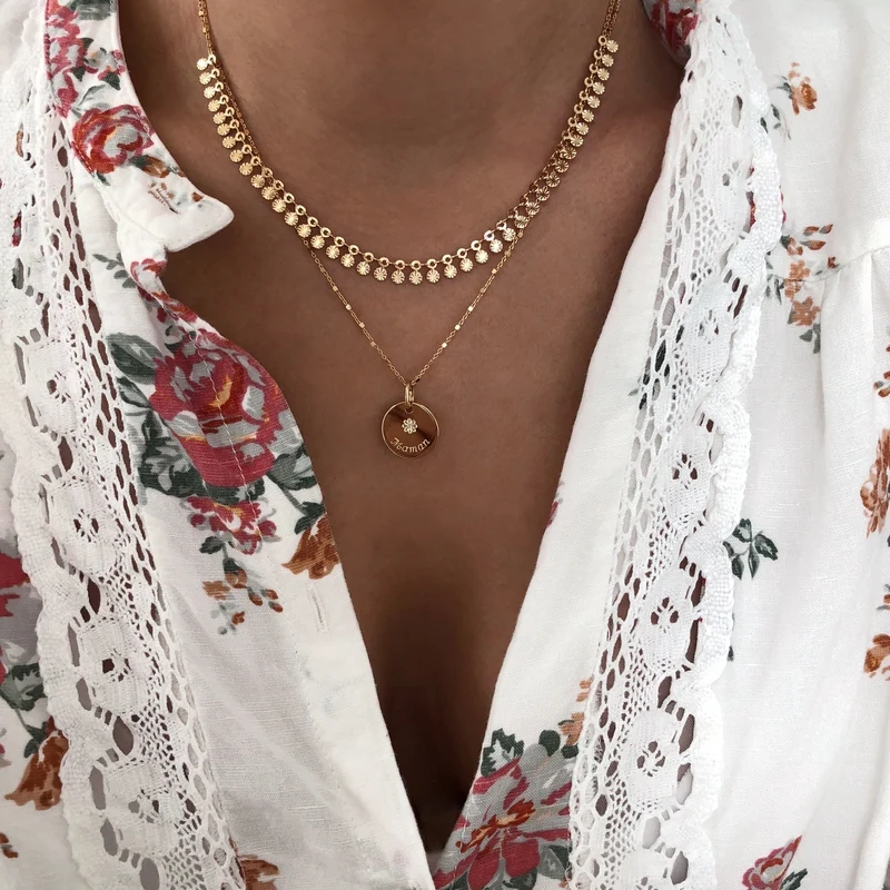 Collier "Jade" plaqué or