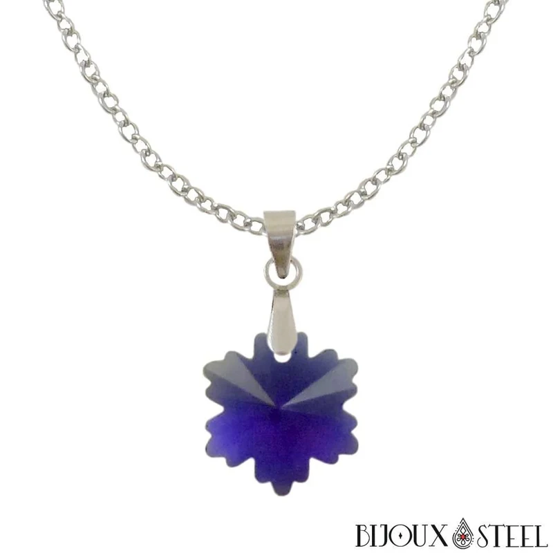 Collier à pendentif flocon de neige en verre