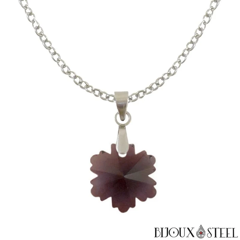 Collier à pendentif flocon de neige en verre