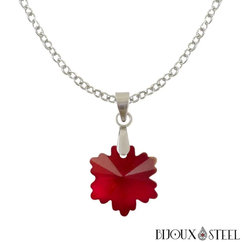 Collier à pendentif flocon de neige en verre