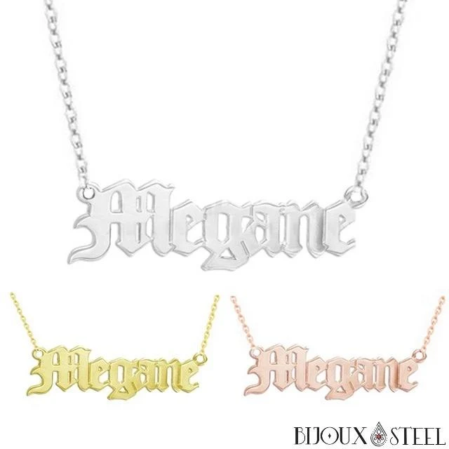 Collier vieil anglais à prénom personnalisable en acier chirurgical