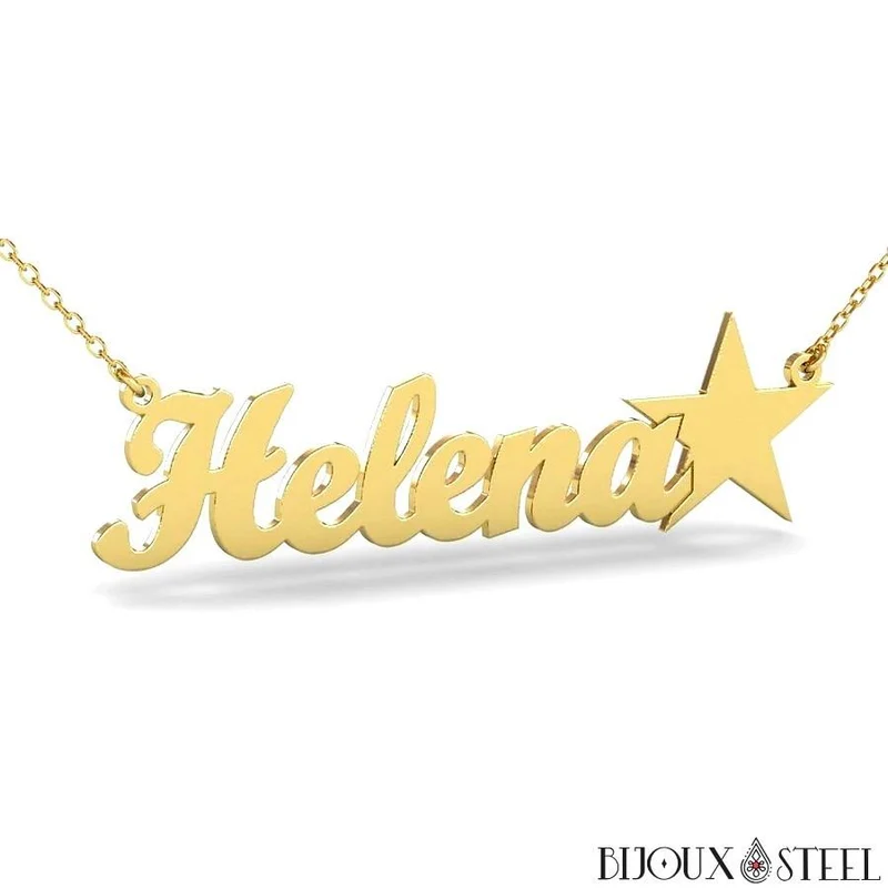 Collier personnalisable à prénom et étoile en acier chirurgical