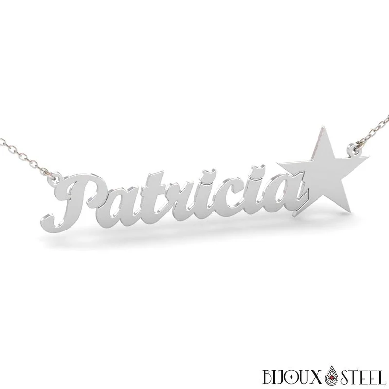 Collier personnalisable à prénom et étoile en acier chirurgical