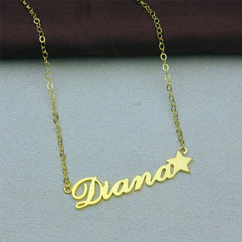 Collier personnalisable à prénom et étoile en acier chirurgical