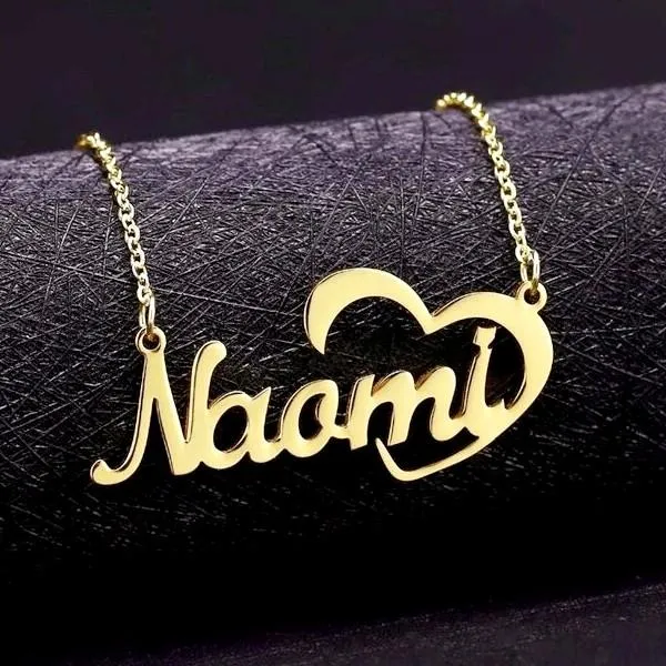Collier personnalisé prénom et cœur en acier chirurgical