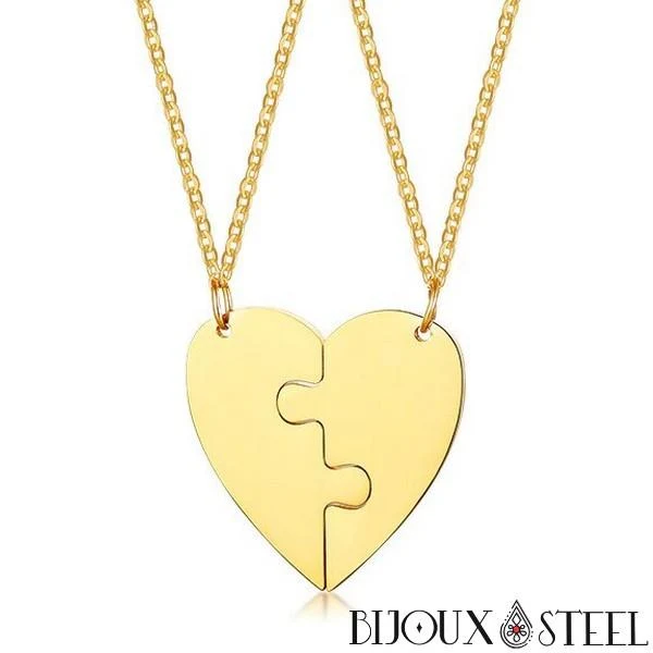 Collier cœur séparable deux sections personnalisable