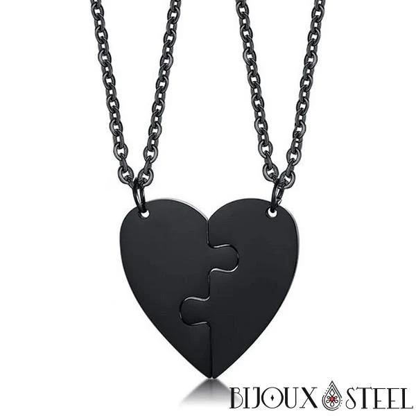 Collier cœur séparable deux sections personnalisable