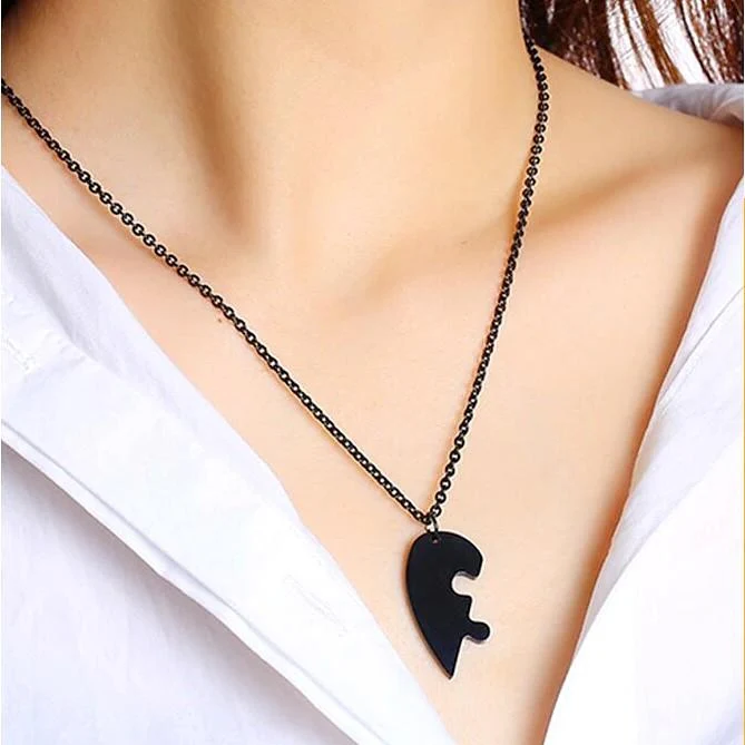 Collier cœur séparable deux sections personnalisable