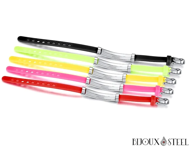Bracelet personnalisable d'identification pour enfants en silicone et acier