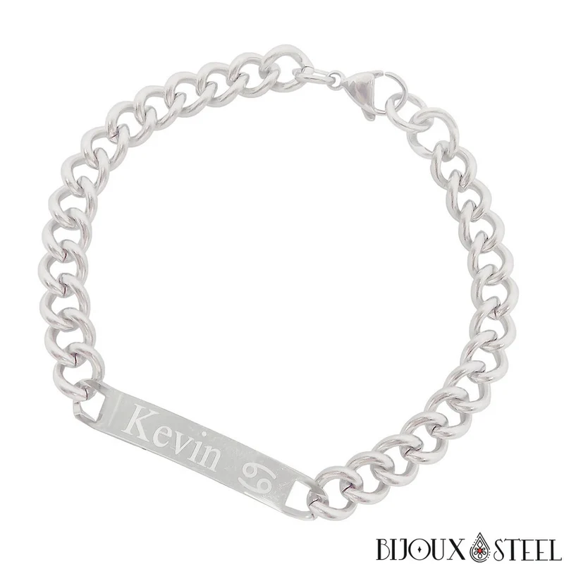 Bracelet gourmette homme personnalisable en acier inoxydable