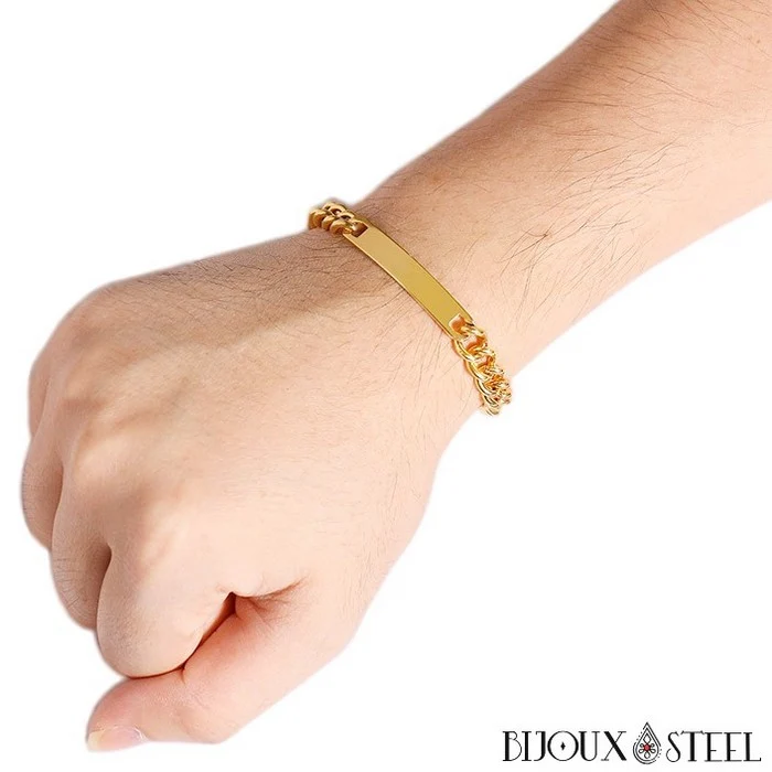 Bracelet gourmette homme personnalisable en acier inoxydable