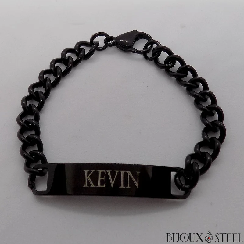 Bracelet gourmette homme personnalisable en acier inoxydable