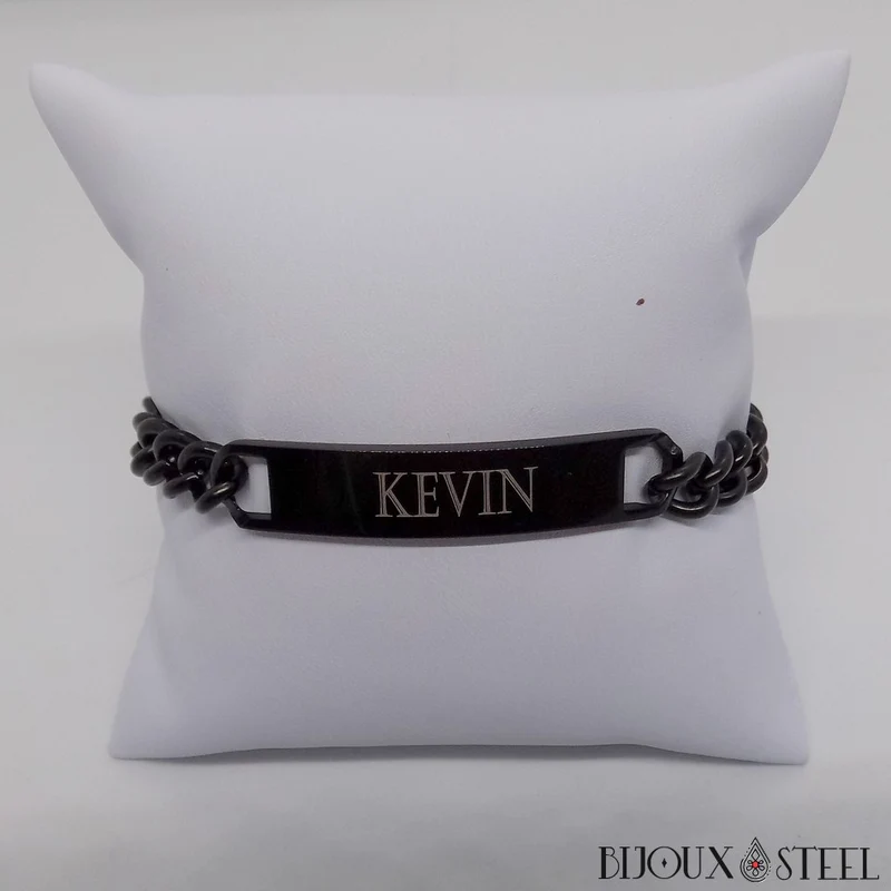Bracelet gourmette homme personnalisable en acier inoxydable