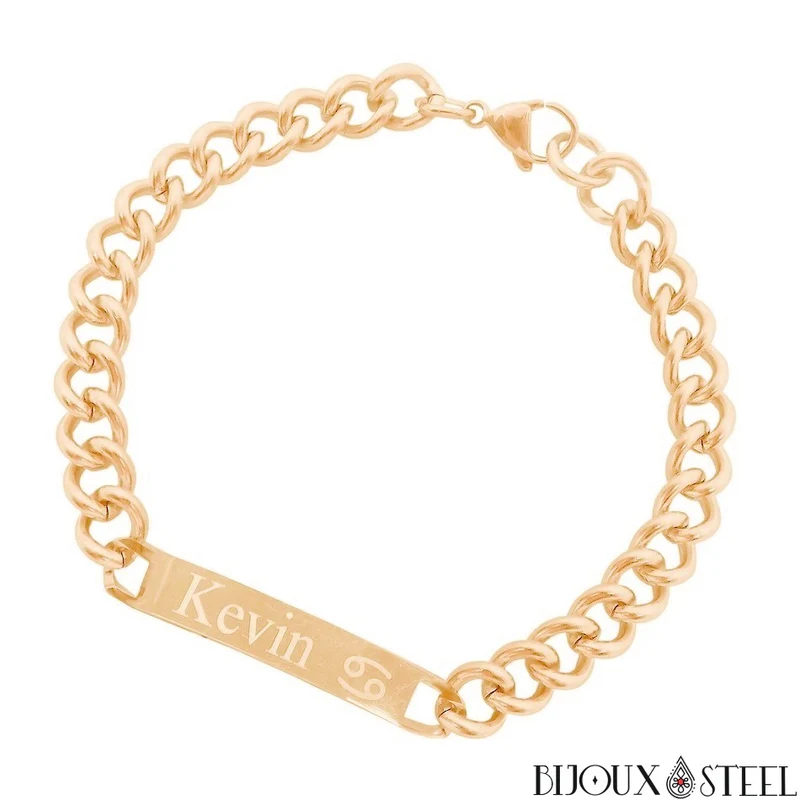 Bracelet gourmette homme personnalisable en acier inoxydable