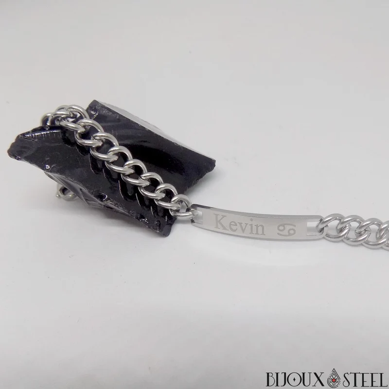 Bracelet gourmette homme personnalisable en acier inoxydable