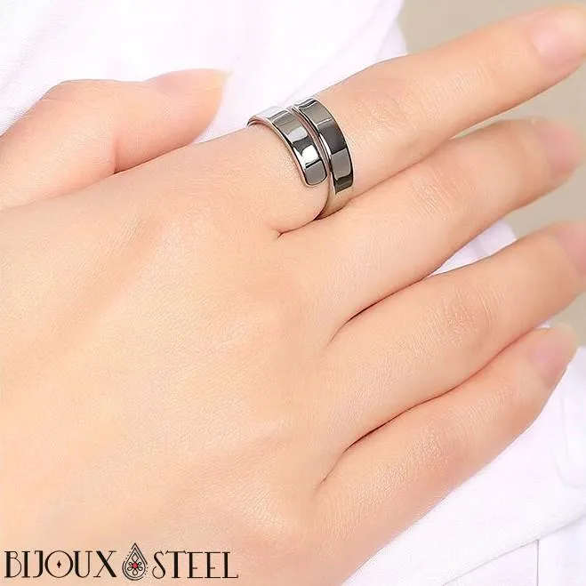 Bague mixte personnalisée en spirale deux prénoms