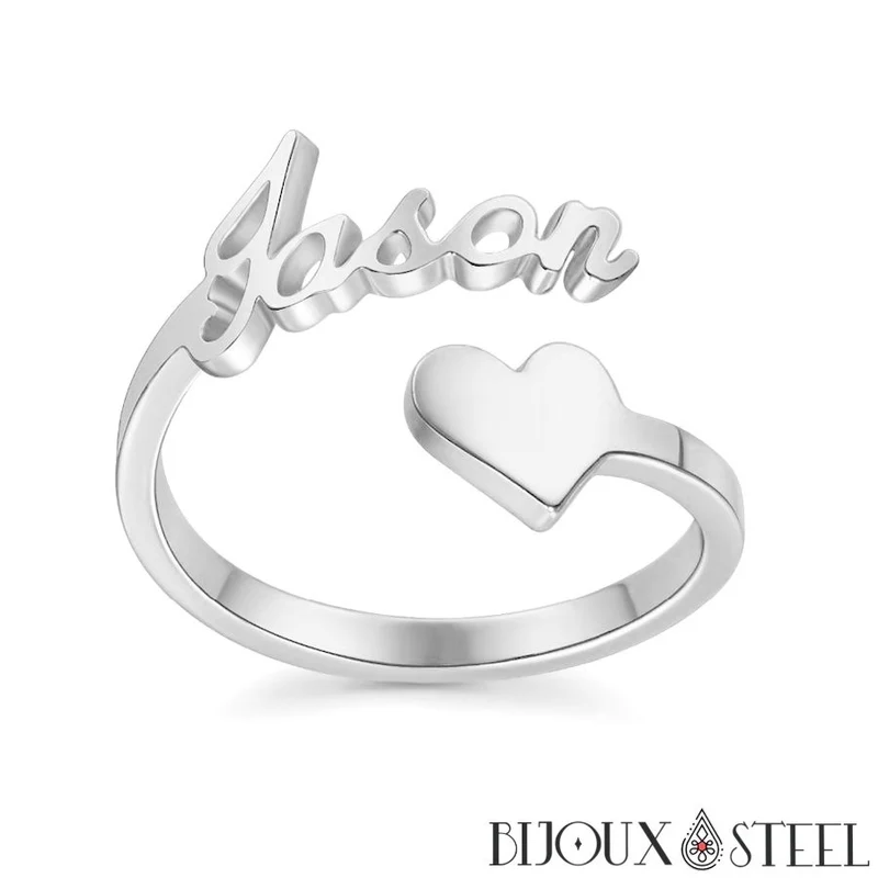 Bague à prénom personnalisable et cœur