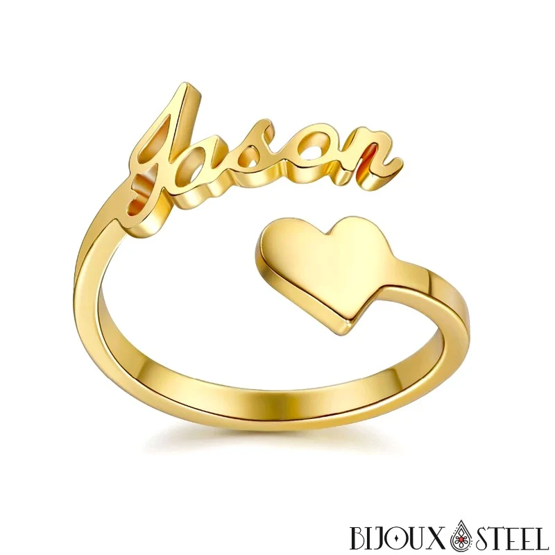 Bague à prénom personnalisable et cœur