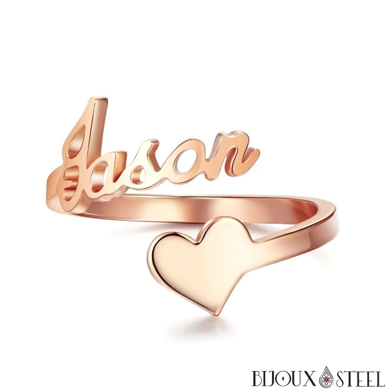 Bague à prénom personnalisable et cœur