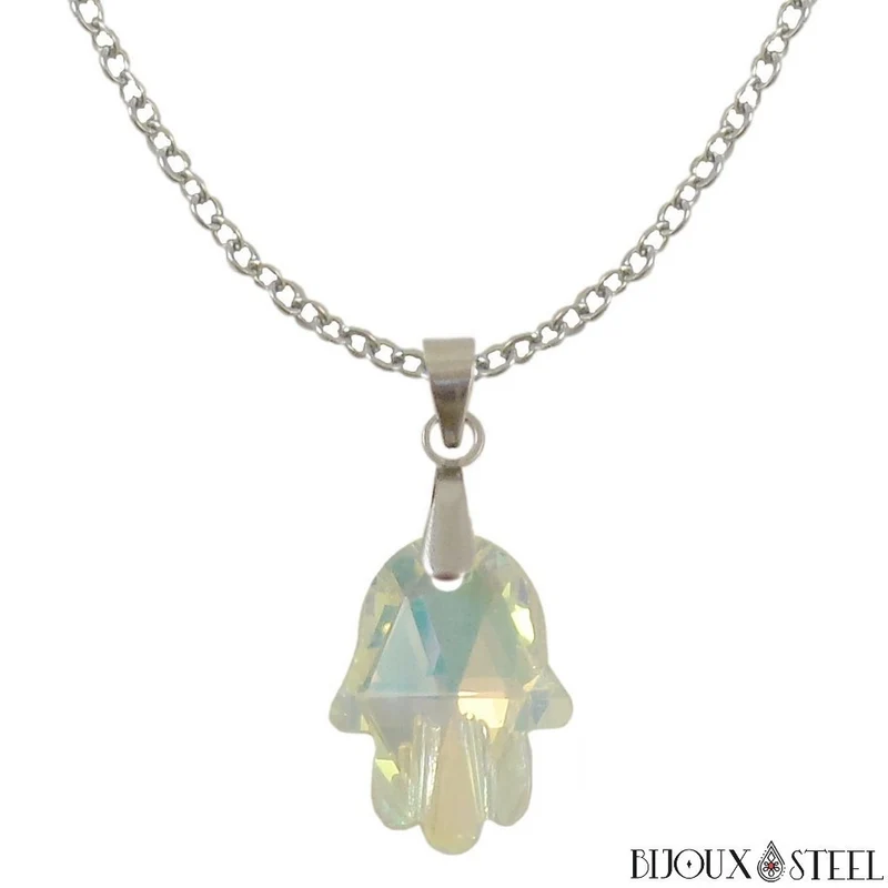 Collier à pendentif main de Fatma en verre