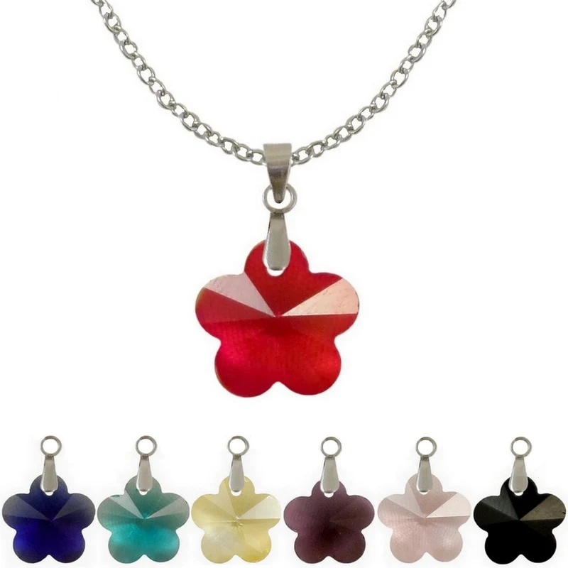 Collier à pendentif fleur en verre