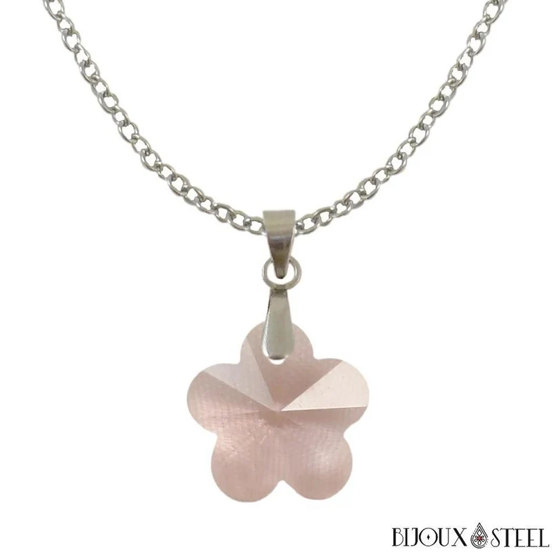 Collier à pendentif fleur en verre