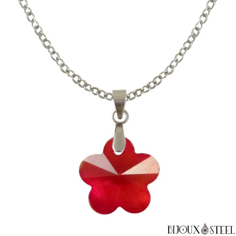 Collier à pendentif fleur en verre