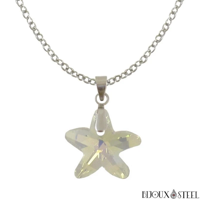 Collier à pendentif étoile de mer en verre