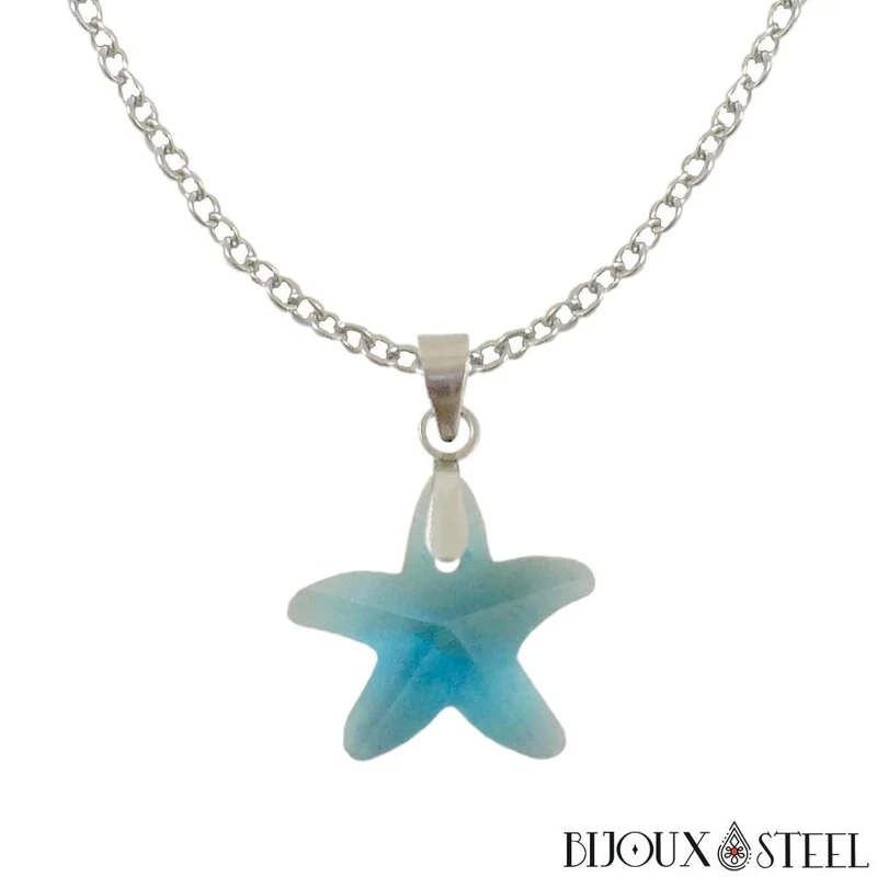 Collier à pendentif étoile de mer en verre