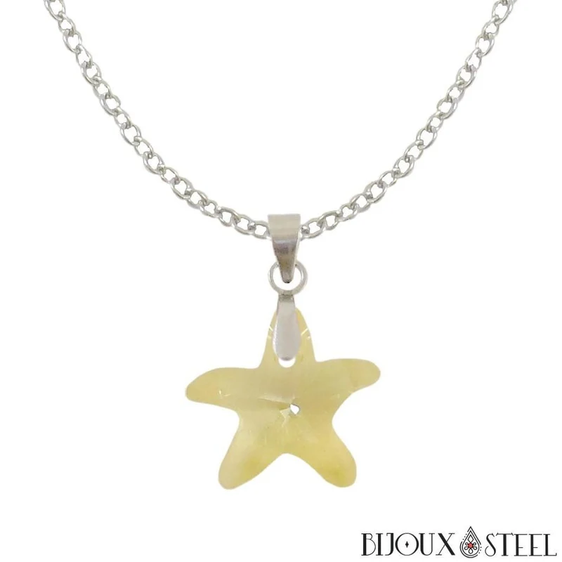 Collier à pendentif étoile de mer en verre
