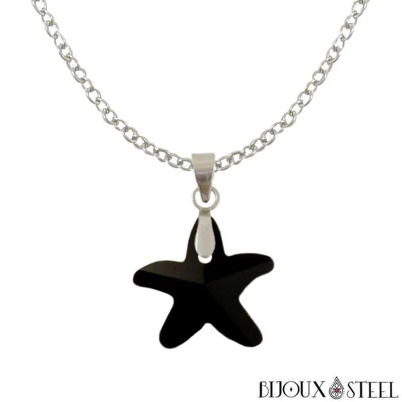 Collier à pendentif étoile de mer en verre