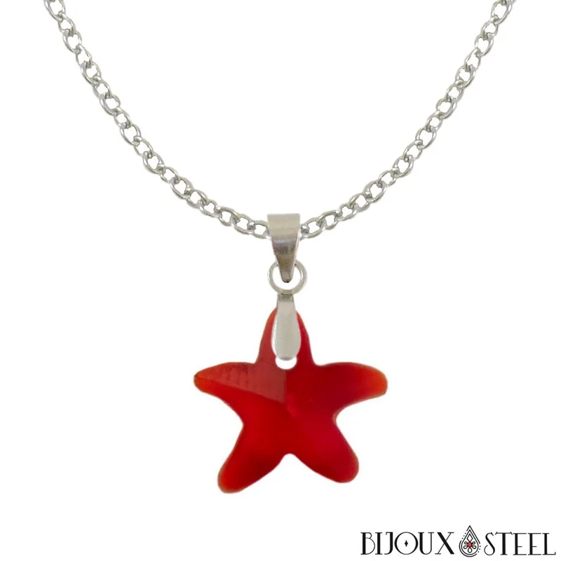 Collier à pendentif étoile de mer en verre