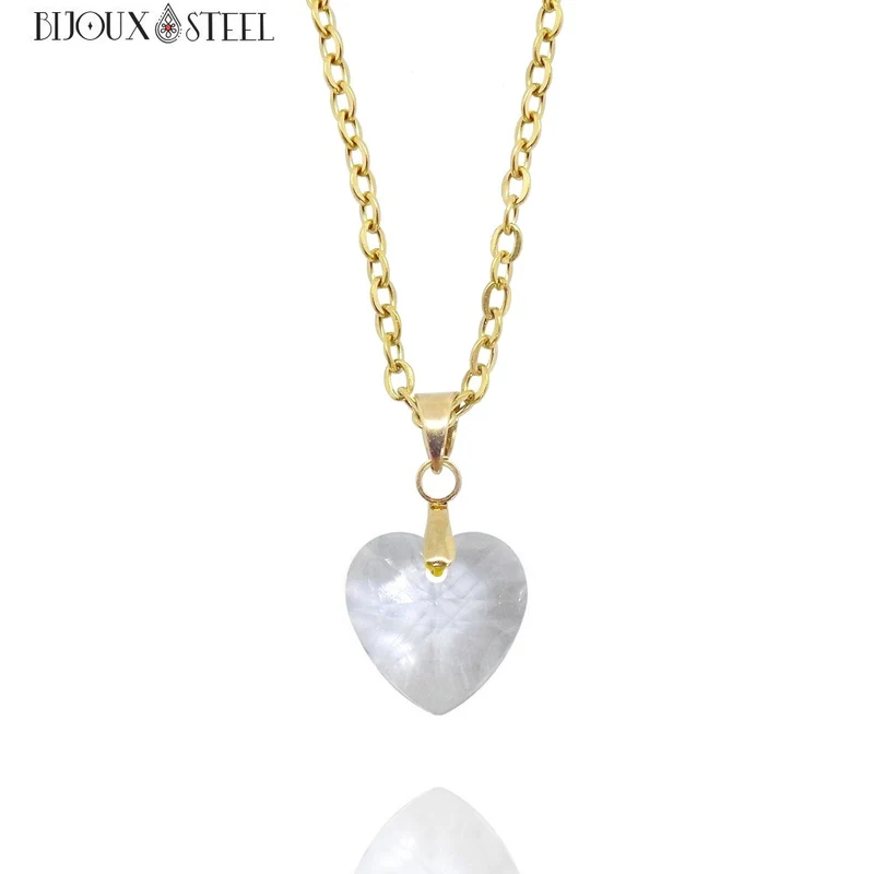 Collier à pendentif cœur en verre