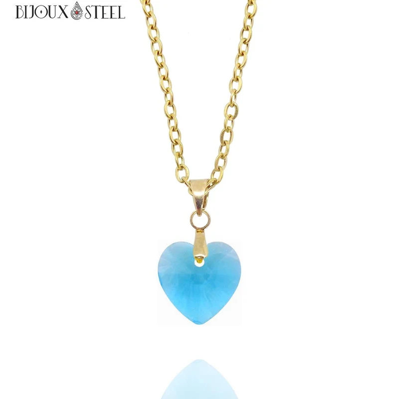 Collier à pendentif cœur en verre