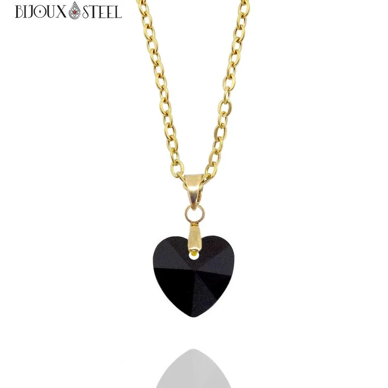 Collier à pendentif cœur en verre