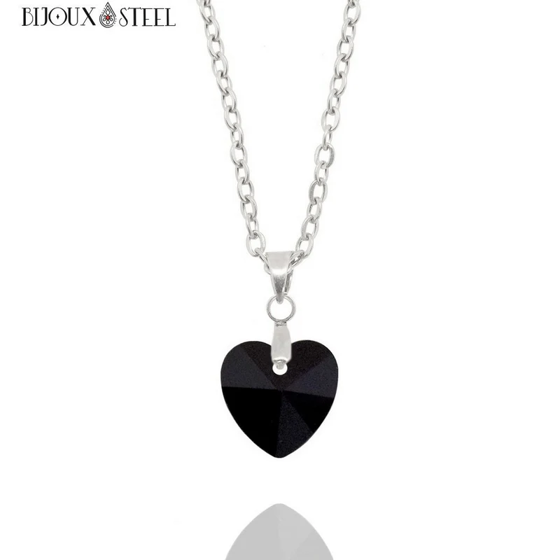 Collier à pendentif cœur en verre