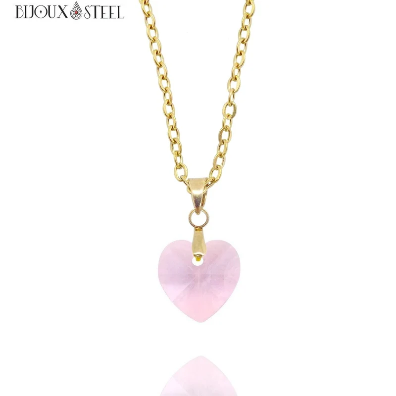 Collier à pendentif cœur en verre
