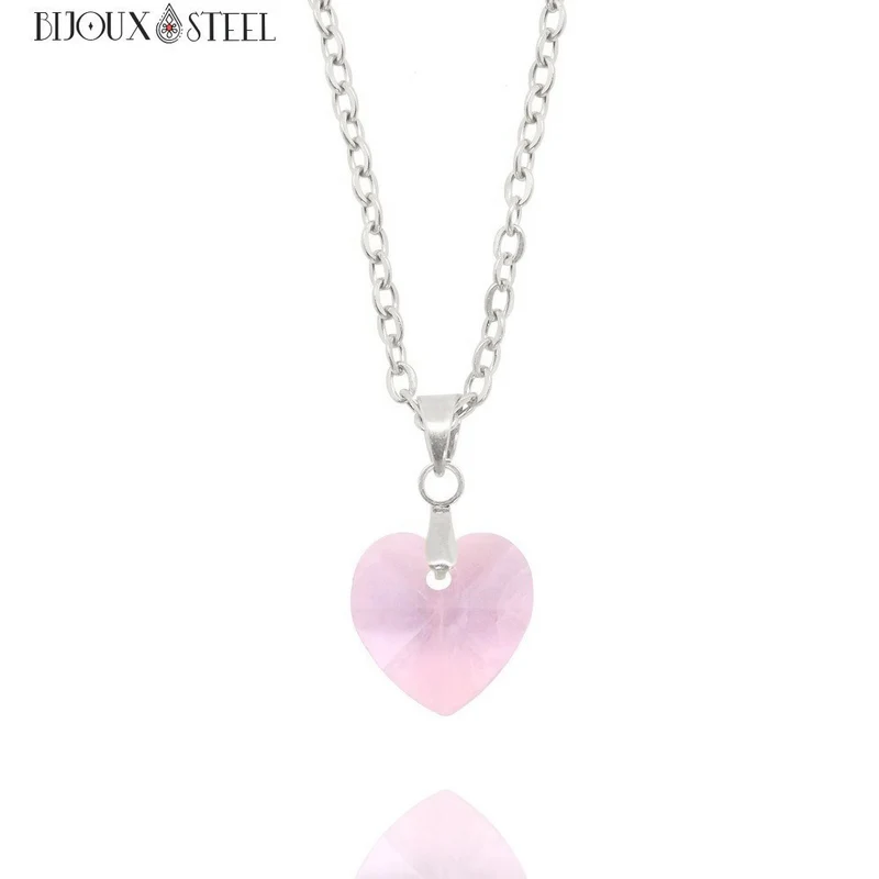 Collier à pendentif cœur en verre