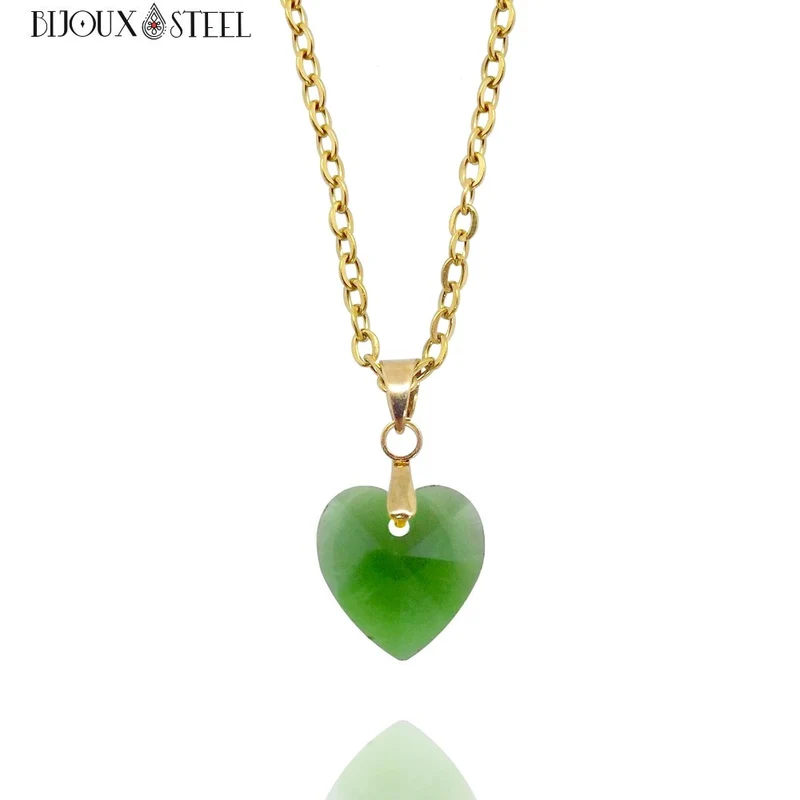 Collier à pendentif cœur en verre
