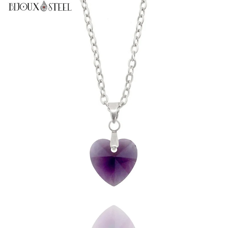 Collier à pendentif cœur en verre