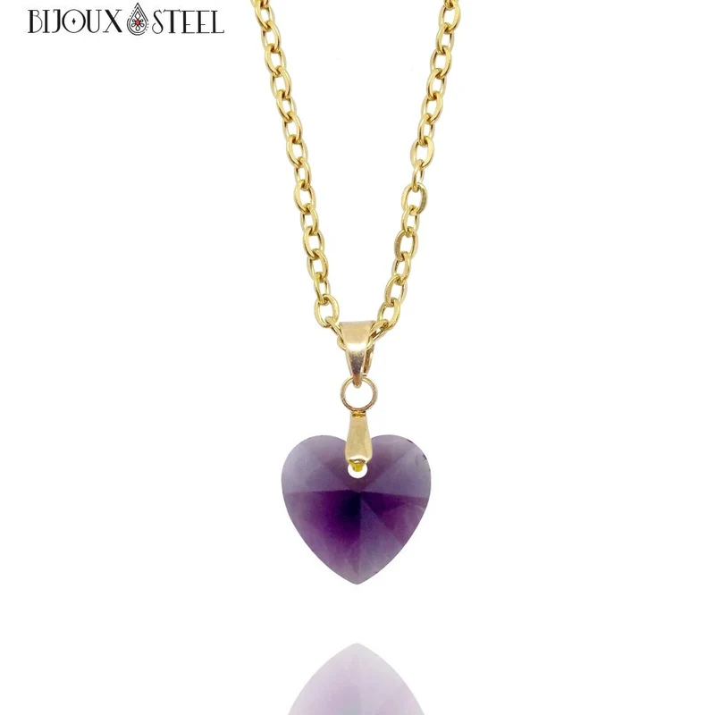 Collier à pendentif cœur en verre