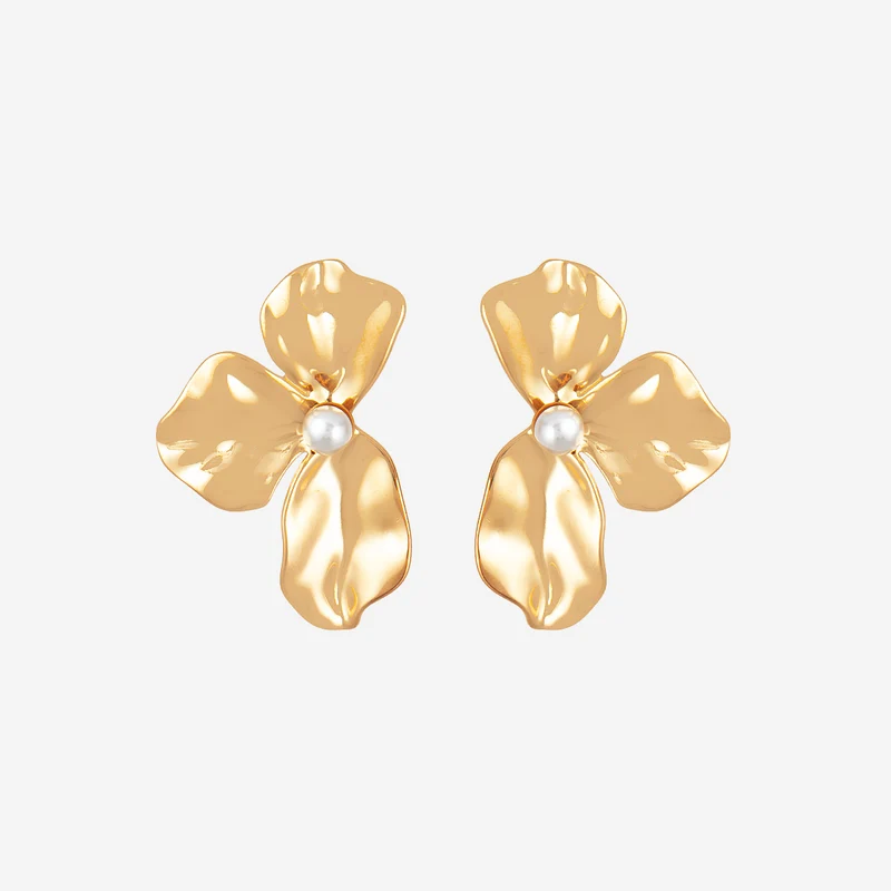 Boucles d'oreilles feuilles Perles