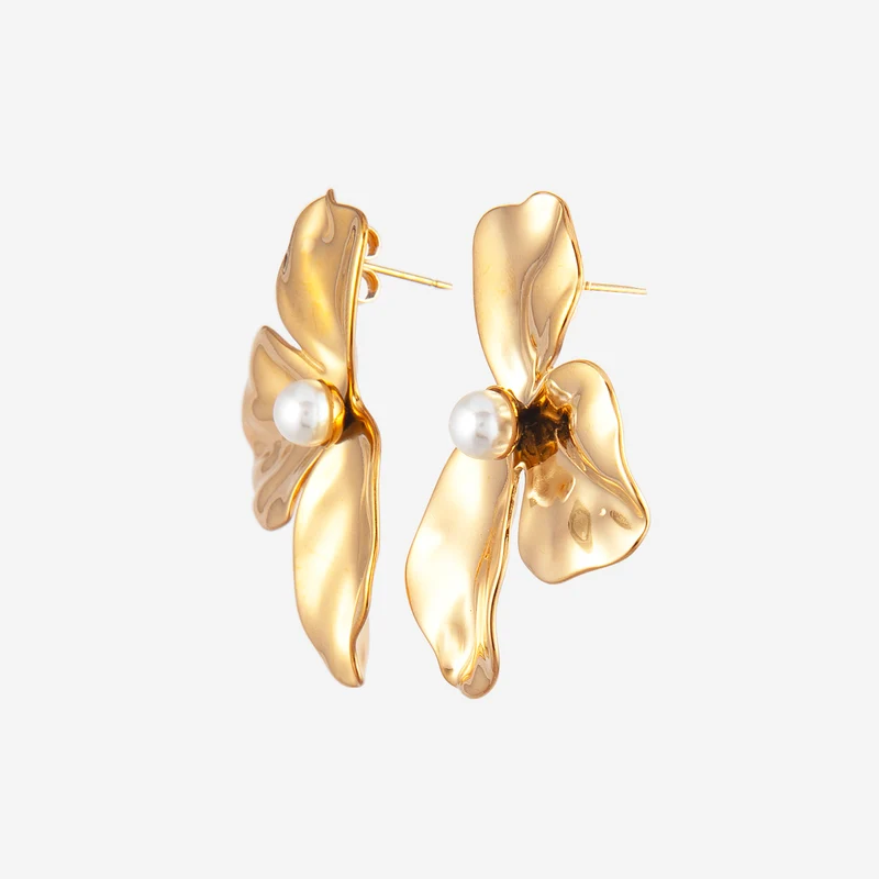 Boucles d'oreilles feuilles Perles