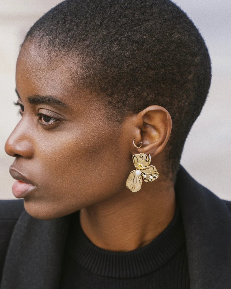 Boucles d'oreilles feuilles Perles