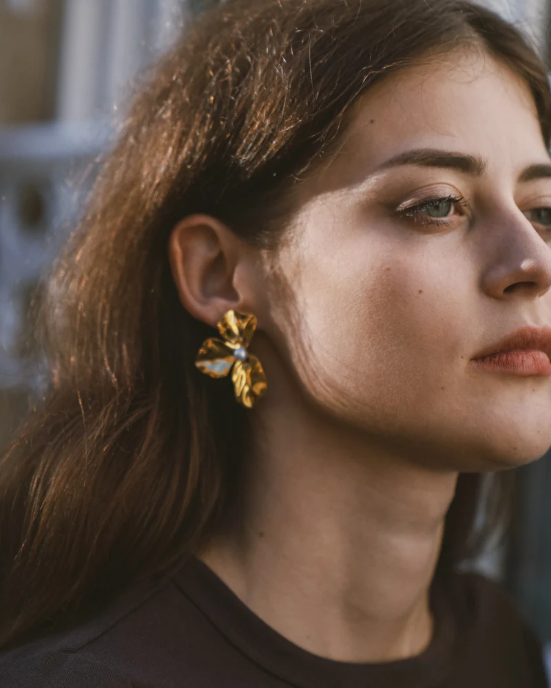 Boucles d'oreilles feuilles Perles