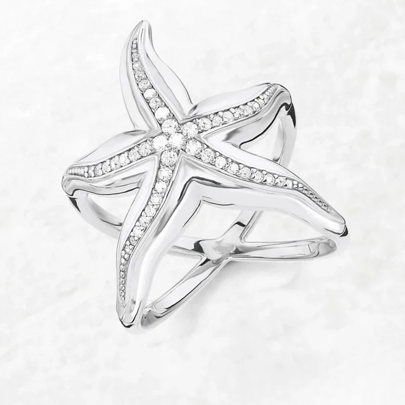 Bague Étoile de Mer Argent Zircon